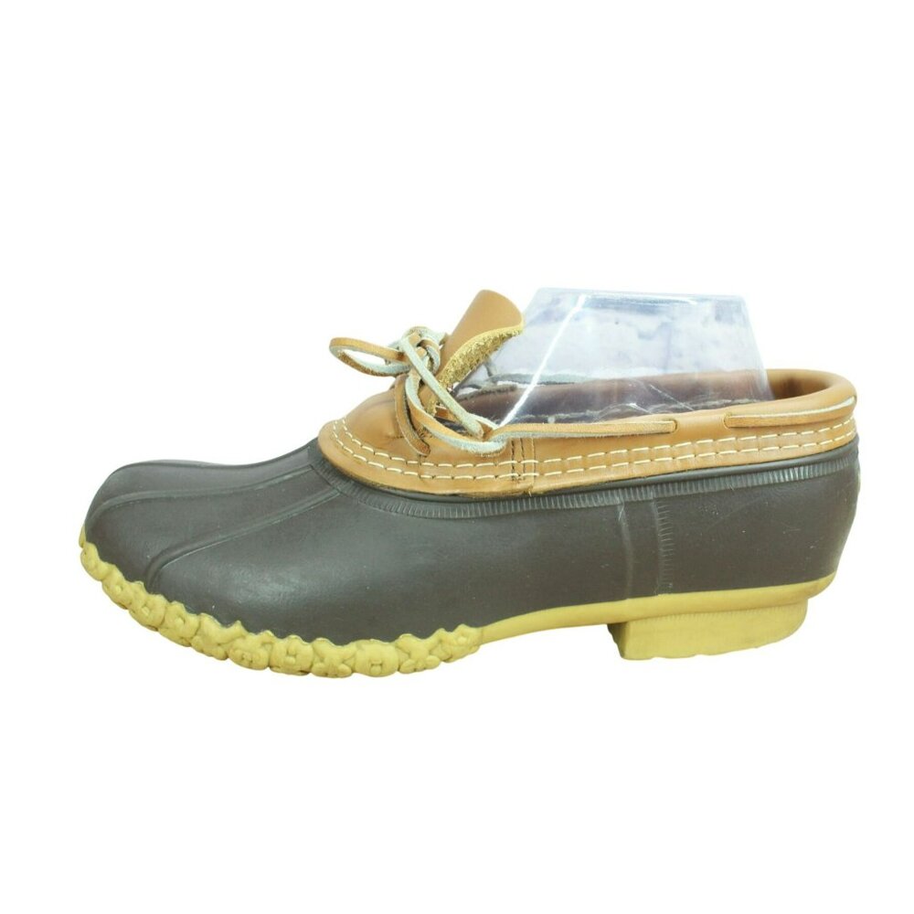 LL Bean Low Moccasin Duck Boots Brown Leather Unlined Gumshoes Size 10 M